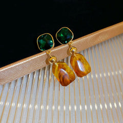 Retro Square Flower Stud Earrings