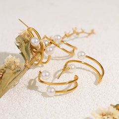 Pearl Irregular C-Shaped Earrings