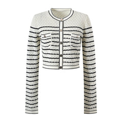 Striped Short Knit Top + Knit Skirt Set