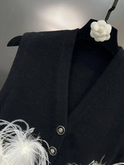 Spliced Feather Single Breasted Knitted Vest