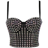 Pre Order: Black Solid Crop Rivet Corset