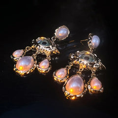Vintage Eye Pearl Drop Earrings