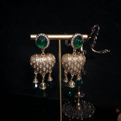 Green Water Droplet Heart-Shaped Earrings