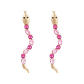 Alloy Diamond Inlaid Snake Shaped Earrings