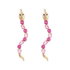 Alloy Diamond Inlaid Snake Shaped Earrings