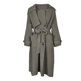 Solid Lace Up Waist Tie Long Knitted Cardigan