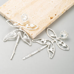 Rhinestone Dragonfly Drop Earrings