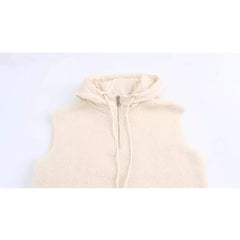 Thick Casual Half Zipper Hooded Knitted Vest