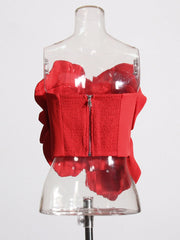 Solid 3D Flower Slim Fit Tube Top