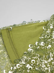 Off Shoulder Feather Sequin Dress