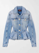 Waist Cinching Peplum Denim Jacket