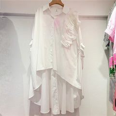 Solid Bat Sleeve Front Short Blouse