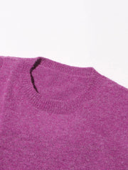 Solid Knitted Slit Top + High Waisted Straight Leg Pants Set