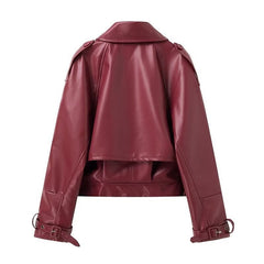 Solid Motorcycle Style Leather Jacket