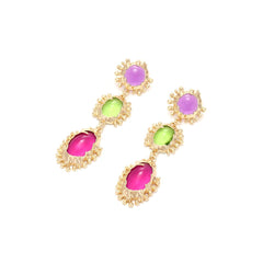 Colorful Gemstone Pendant Earrings