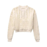 Casual Solid Cropped Knitted Pullover