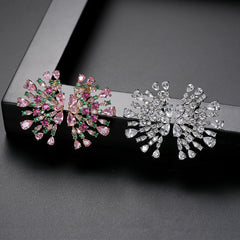 Peacock Copper Inlaid Zircon Earrings