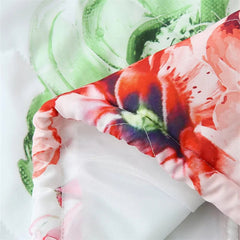 Retro Floral Thin Quilted Zip Up Jacket