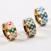 Waterproof Checkerboard Chunky Ring