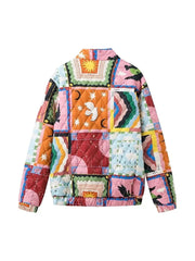 Graffiti Print Quilted Jacket