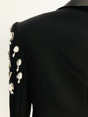 Pre Order: Beaded Rhinestones Double-Breasted Blazer