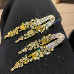 Zircon Long Tassel Earrings