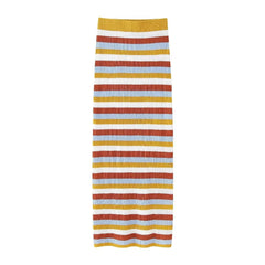 Sleeveless Striped Knitted Vest + Slim Long Skirt