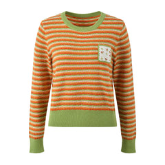 Striped Round Neck Casual Knitted Sweater