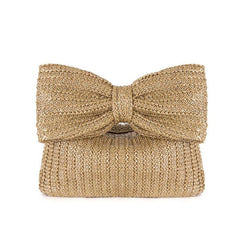 Pre Order: Bow Knot Grass Woven Small Handbag