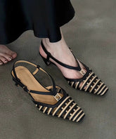 Boutique Black Hollow Out Splicing Kitten Sandals