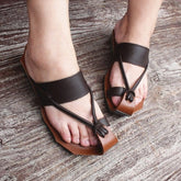 Casual Retro Leather Handmade Slippers Plus Size