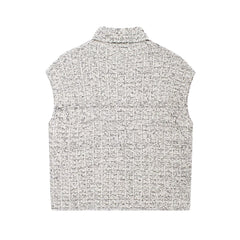 Metallic Grey Textured Knit Vest