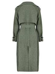 Solid Lace Up Waist Tie Long Knitted Cardigan