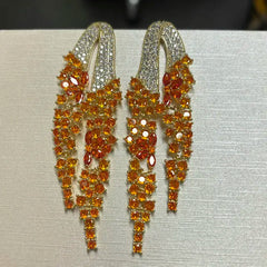 Zircon Long Tassel Earrings