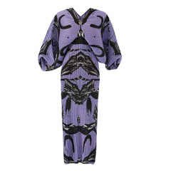 Chiffon Bat Sleeves Pleated Loose Dress