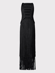 Sleeveless Tassel Bandage Maxi Dress