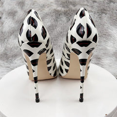 Pre Order: Black Lips Printed Patent Pointed-Toe Shoes