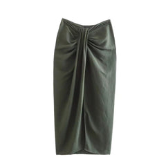 Elegant Olive Green Two-Piece Skirt Set