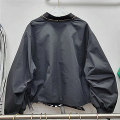 Hem Mesh Spliced Denim Patchwork Loose Jacket