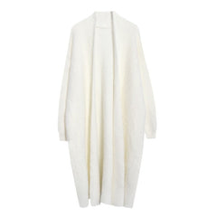 Knee-Length Faux Mink Fur Knit Cardigan