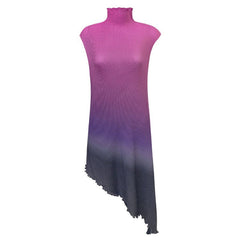 Gradient Turtleneck Casual Pleated Dress