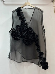Petal Patchwork Slightly Transparent Irregular Top
