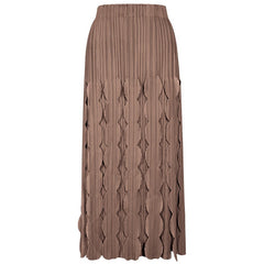 Solid Pleated High Waist Midi Skirt