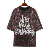 Rainbow Sequins Streetwear T-Shirt