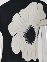 Printed Thin Pleated Stretchy Slim Fit Top