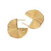 Ribbed Fan-Shaped Earrings