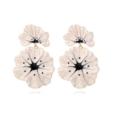 Alloy Drip Oil Flower Earrings