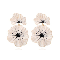 Alloy Drip Oil Flower Earrings