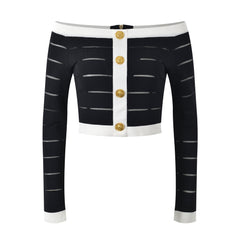 Off Shoulder Knitted Top + Hip Hugging Skirt Set