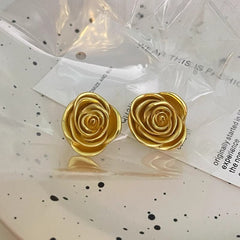 Retro Gold Rose Earrings